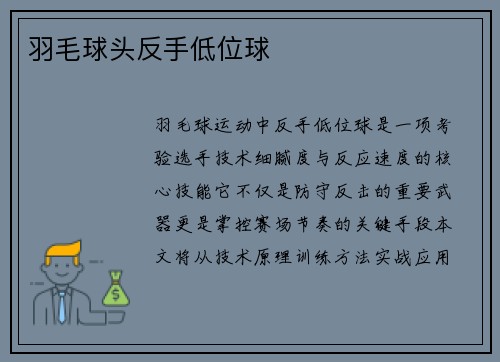 羽毛球头反手低位球